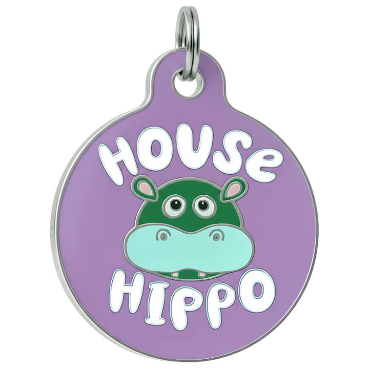 Enamel Dog ID Tag with Scannable ID - House Hippo *Purple for wholesale by Bad Tags