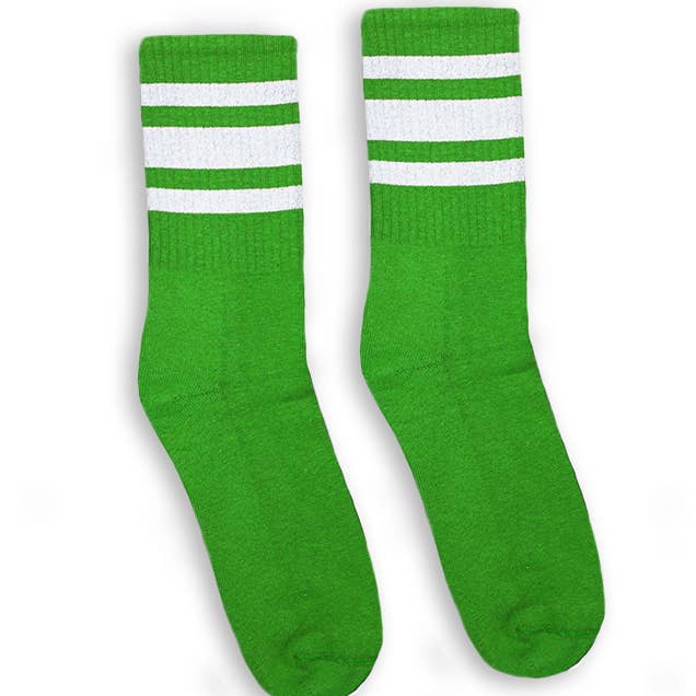 SOCCO White Striped Crew | Celtic Green for wholesale by SOCCO