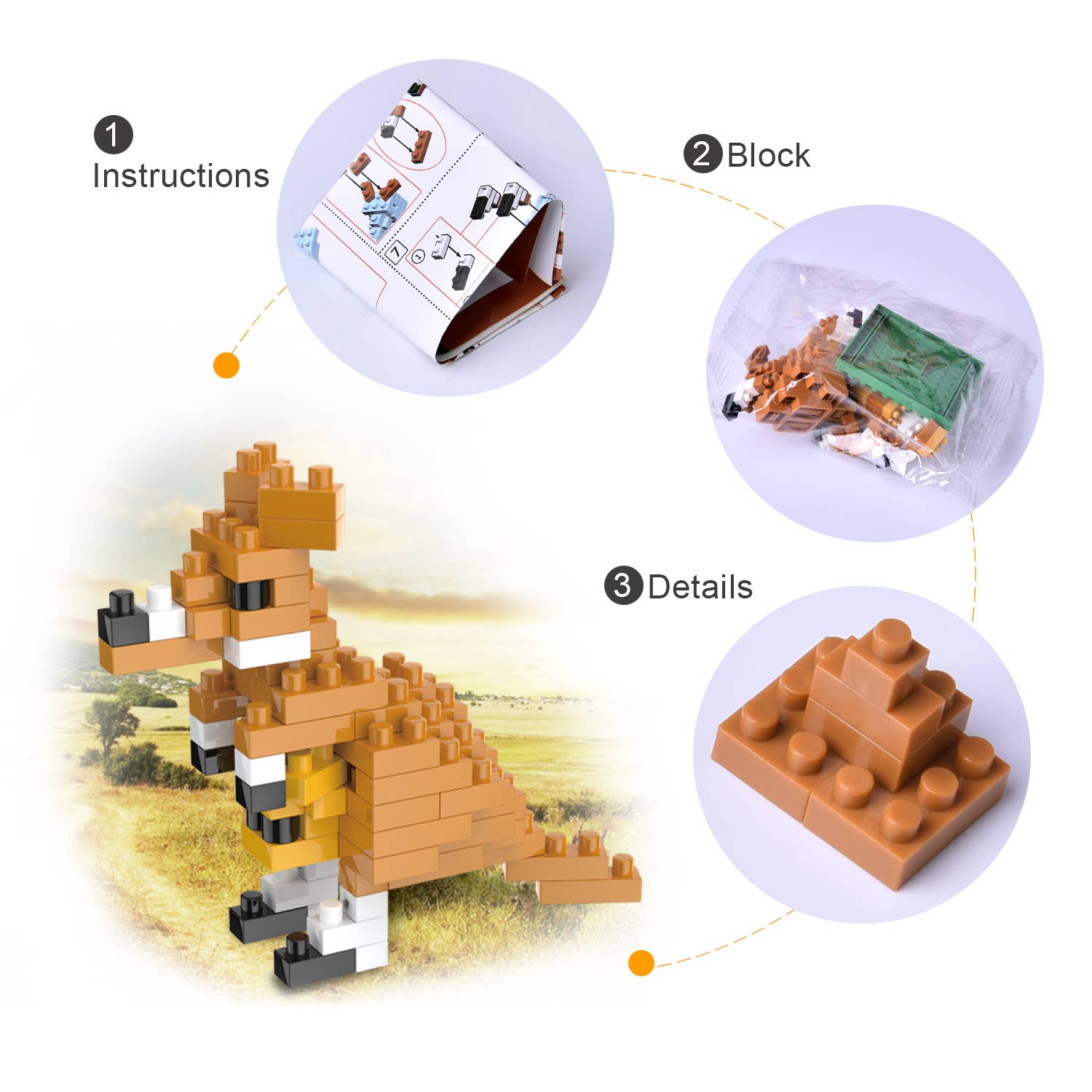 Fun Little Toys – wholesale Byggsats - Barn – Set med 12 djurinspirerade byggklossar2