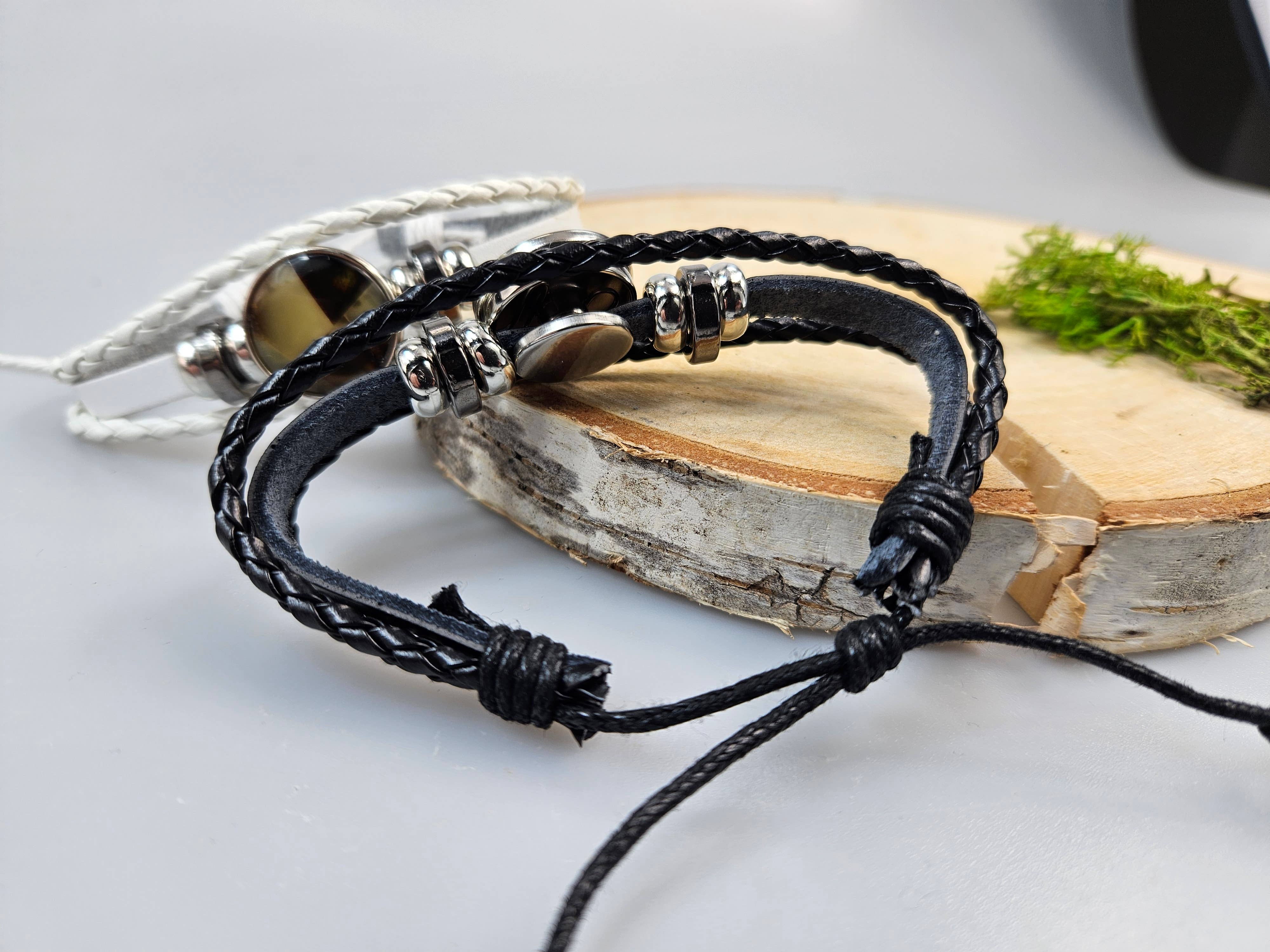 AmberLithuania - Wholesale Beaded Bracelet - Eco Leather and Baltic Amber adjustable bracelet for him her4