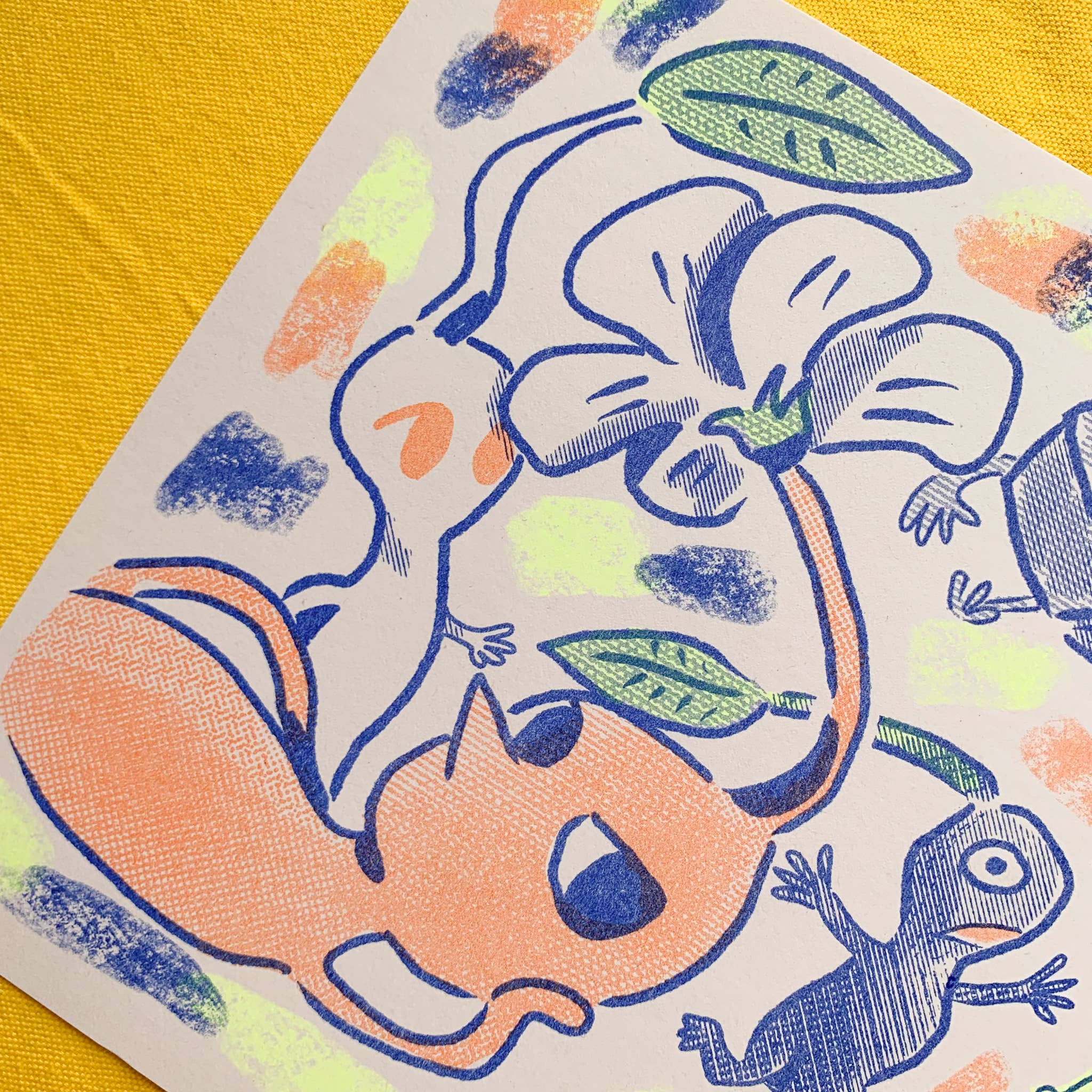 Sophie Heywood – wholesale Art print – Pikmin A4 Risograph Print2