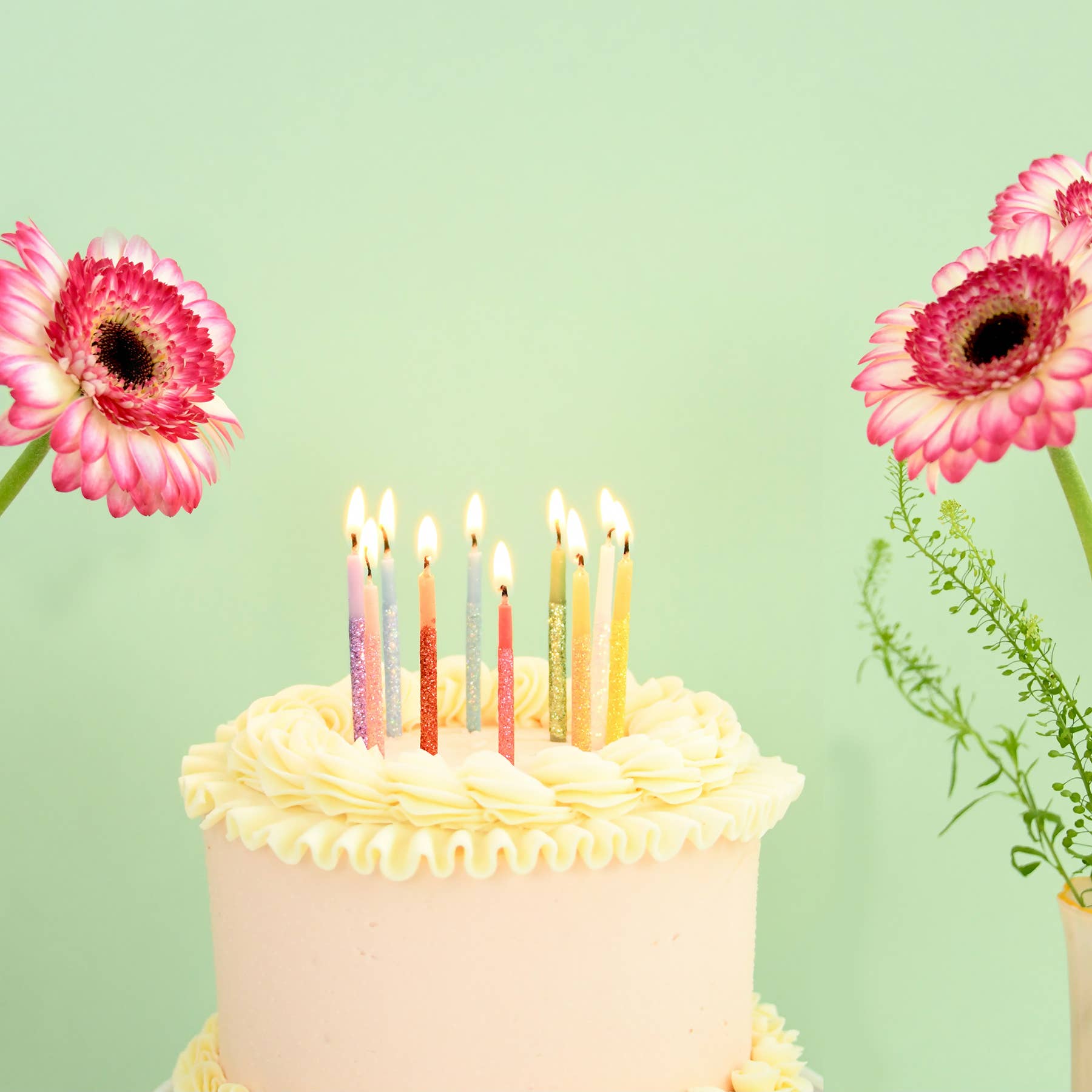 TOPS Malibu - Wholesale Cake Candle - Glitter Wish 3" Beeswax Candles - Rainbow - Set of 101