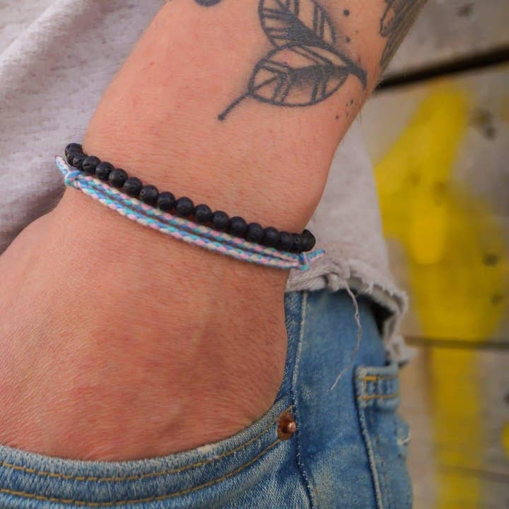 2x Surfer Bracelet - Retro & Lava Stones for wholesale by Made By Nami