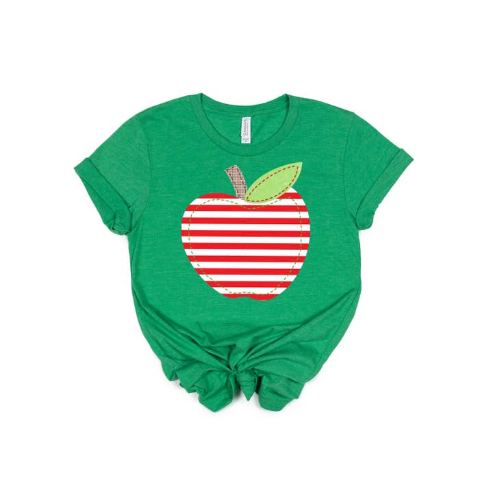 Patchwork Apple Grass Green Tee for wholesale by Simply Tees