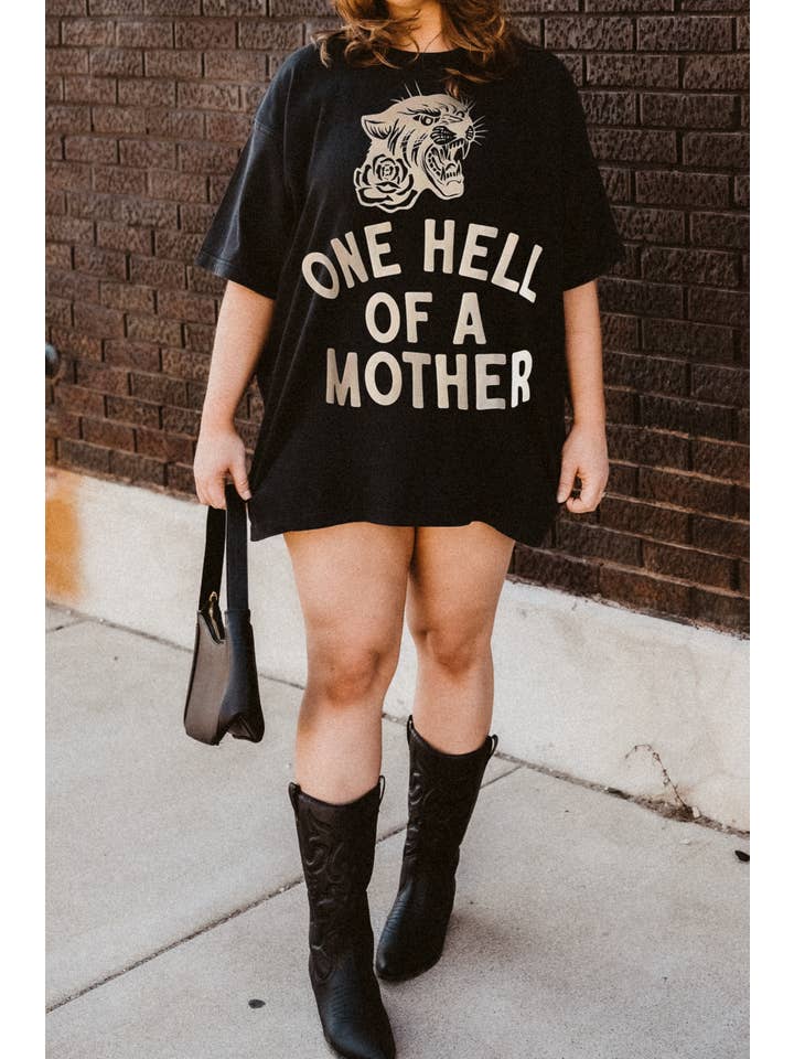 WE THE BABES - Wholesale Screen Printed T-Shirt - Women's - *PLUS* One Hell Of A Mothe Womens Graphic Tee - Black