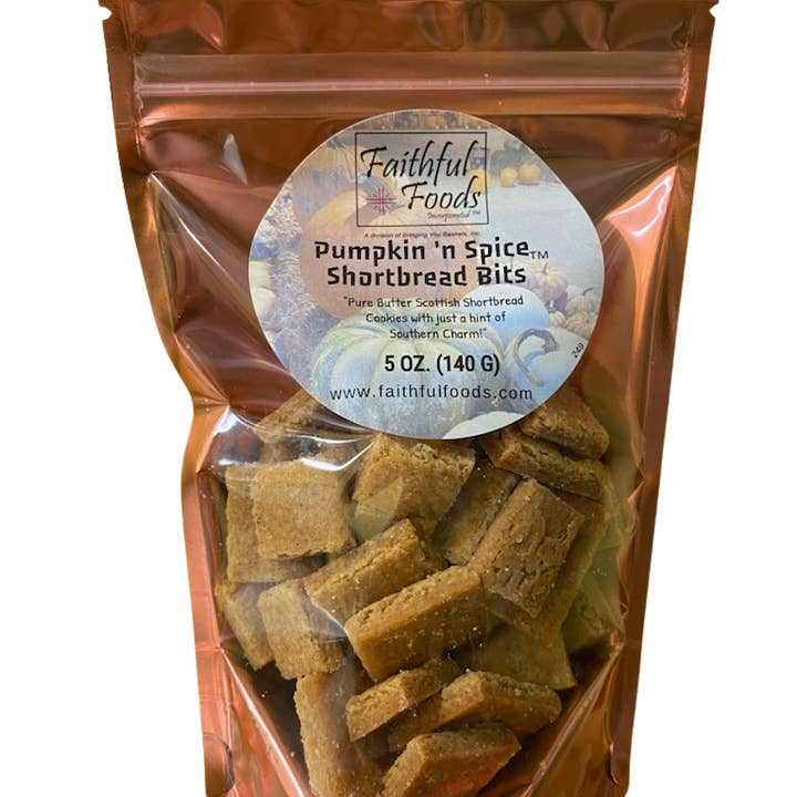 Pumpkin 'n Spice Shortbread Bits for wholesale by Faithful Foods Inc.