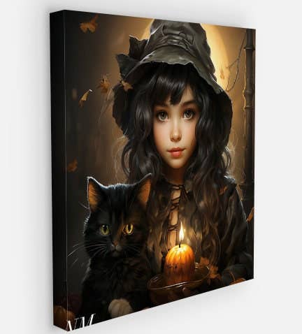 Art By Nataliia – Großhandel Kunstdruck – Halloween-Geschenk. Halloween-Dekor mit schwarzer Katze5
