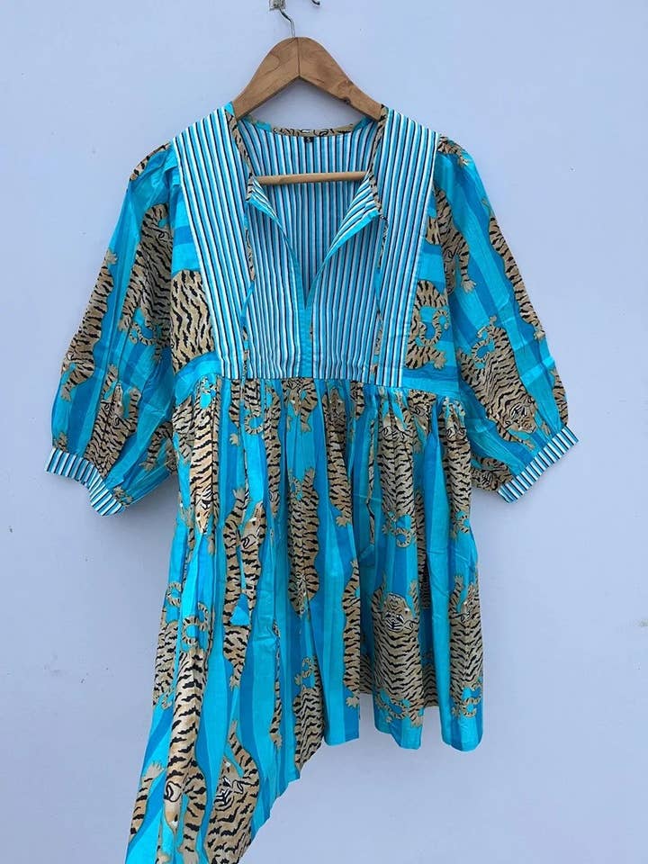 bhavnas boutique – Großhandel Kleid – Damen – 100% Baumwolle Indischer Tiger Print Kleid Tunika Top Damen