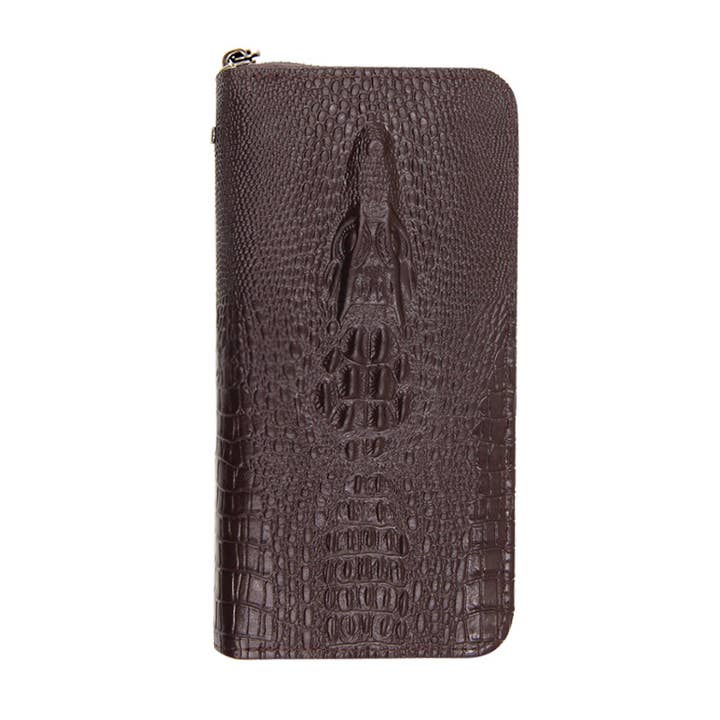 Tourtiwi - Vendita all'ingrosso Portafogli - Donna - Portafoglio lungo con cerniera e motivo coccodrillo2