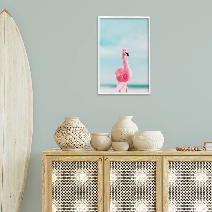 Stupell Industries - Vendita all'ingrosso Decorazione da parete - Bambini e neonati - Arte Incorniciata Fenicottero Estivo Funky25