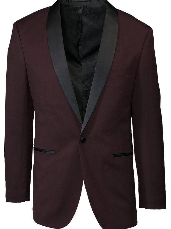 "Sebastian" Burgundy Pindot Tuxedo Jacket Shawl (Separates) for wholesale by Tux-USA®