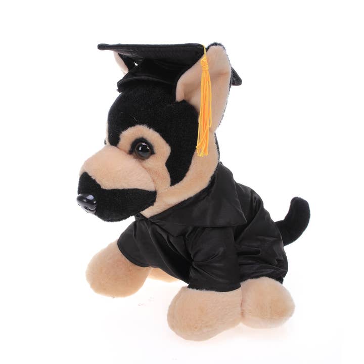 Plushland - Wholesale Stuffed/Plush Toy - Kids & Baby - Graduation Animals--German Shepard 11" with custom imprint