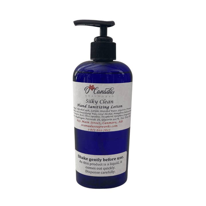 Silky Clean - Hånddesinficerende Lotion - 500 ml for engroshandel hos O'Canada Soapworks Inc