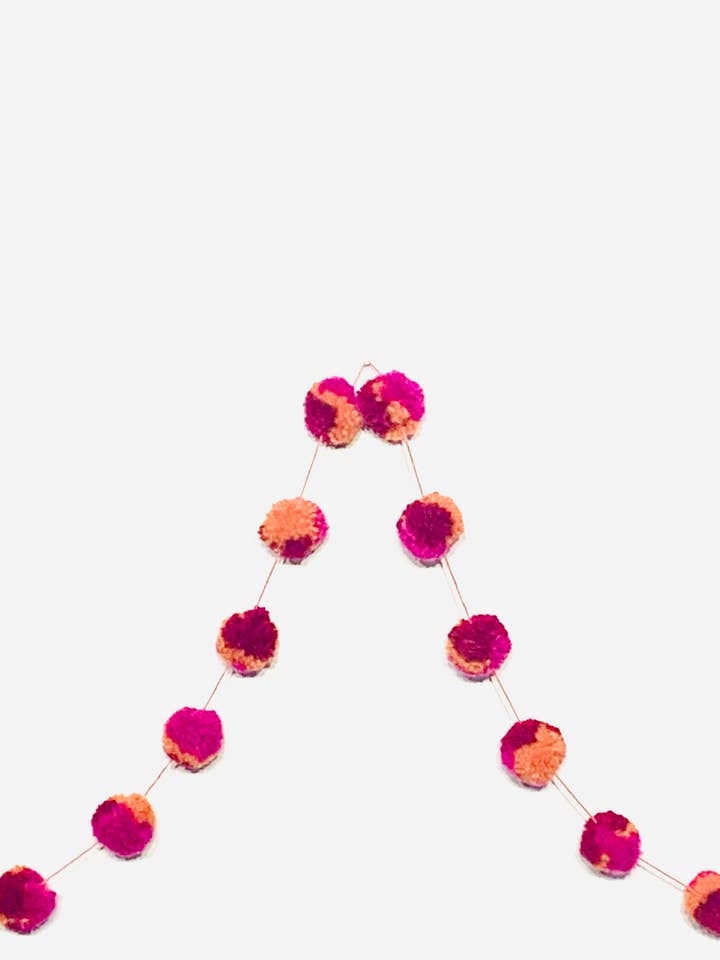 60"Wool garland, red/org/pnk marble for wholesale by Giftsland