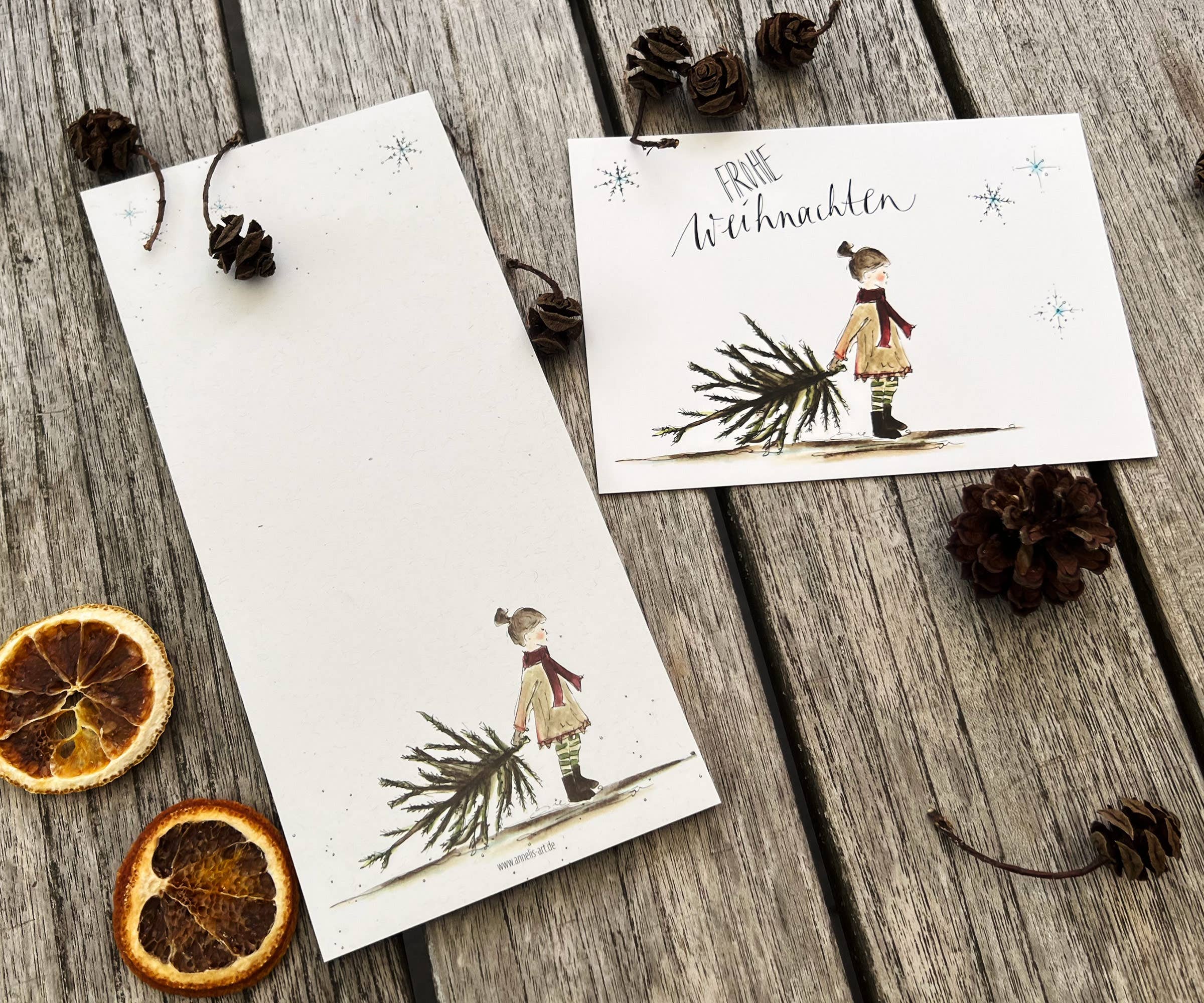 Annelis Art - Wholesale Notepad - Christmas Notepad | Girl with Christmas Tree | Watercolor1
