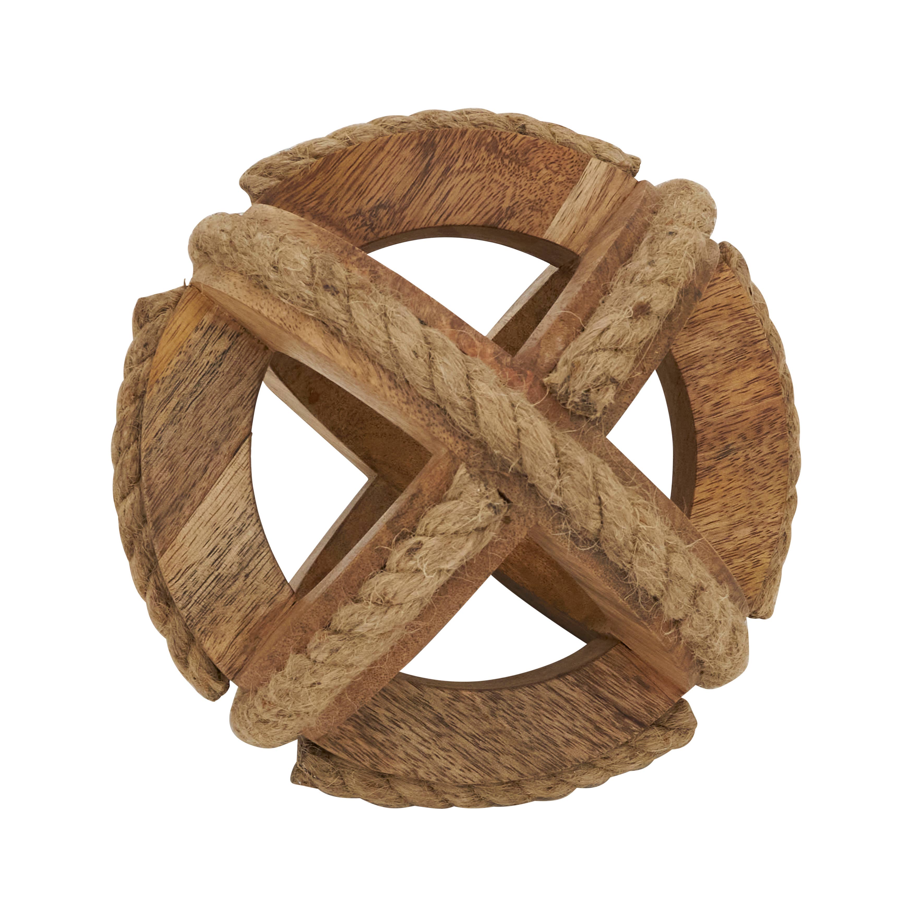 Saro Lifestyle - Wholesale Decorative Tabletop Object - Natural Wooden Rope Decorative Orb6