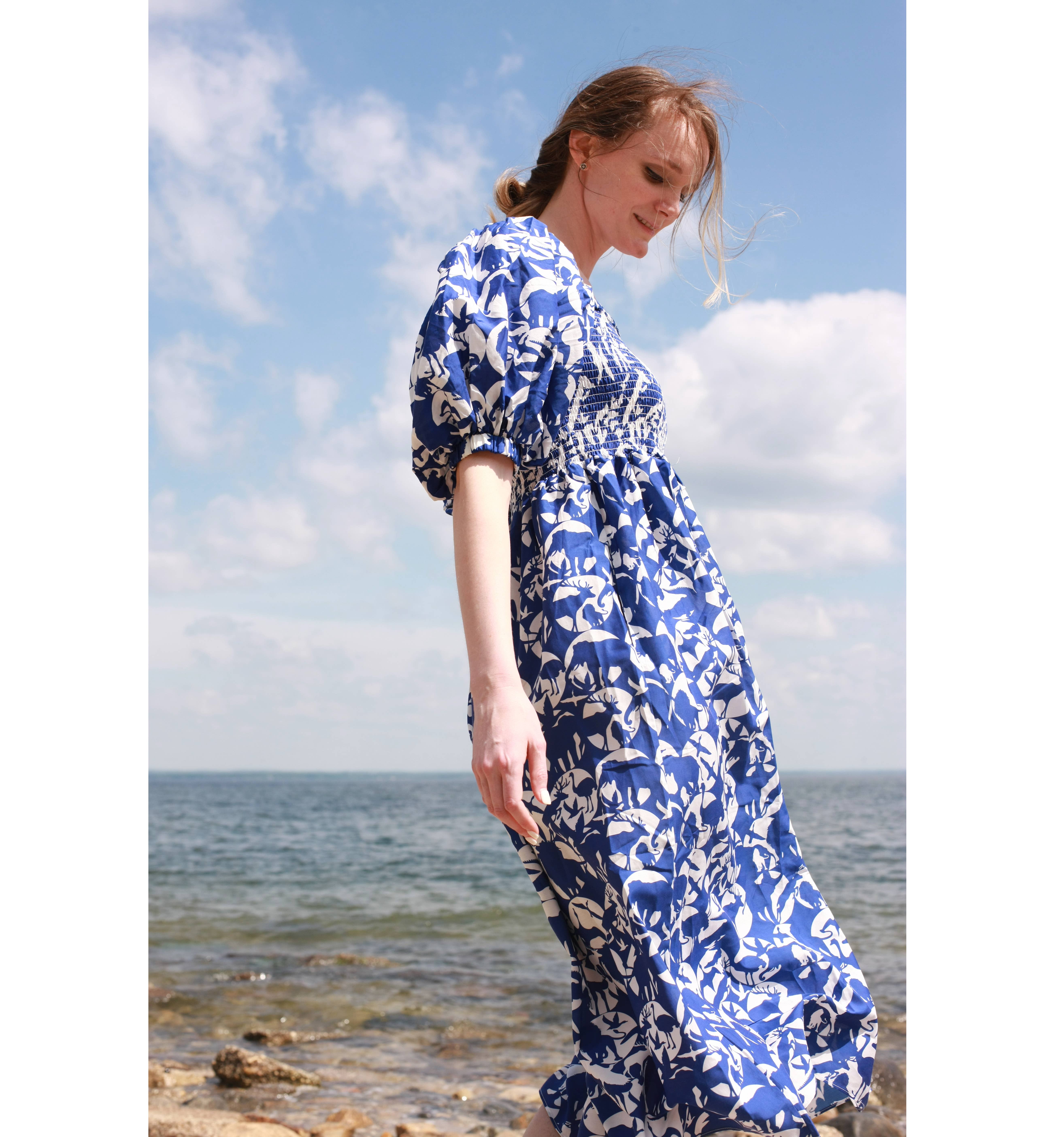 Jessie Zhao New York - Wholesale Dress - Women's - Animal World Smocked Cotton Silk Dress5