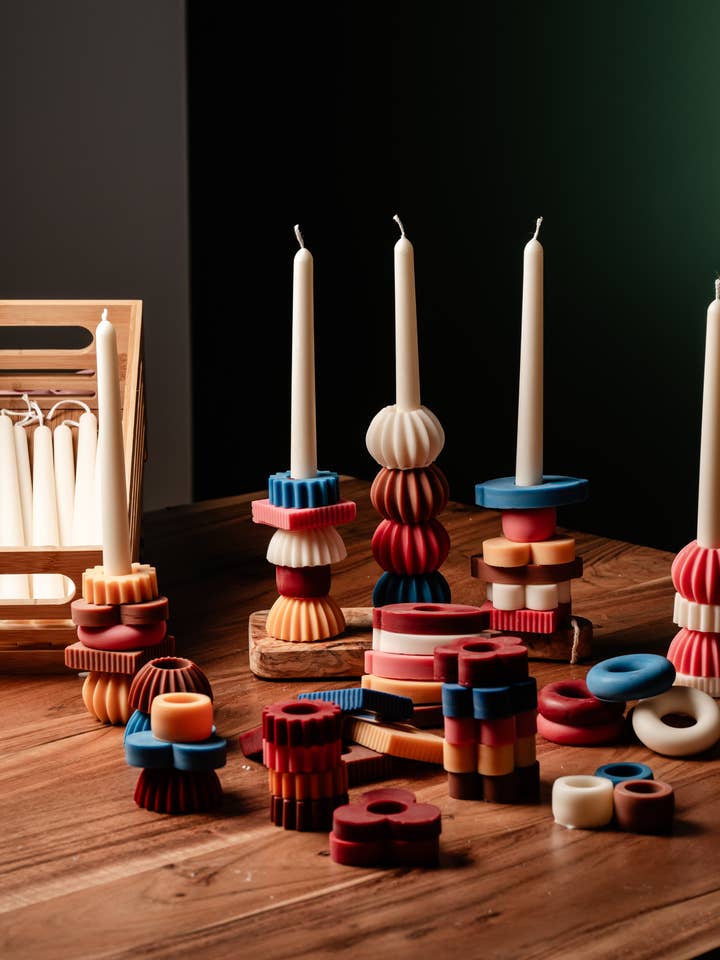 Colourful Taper Candle Set - Charming Small Embellishments for wholesale by Allure CA