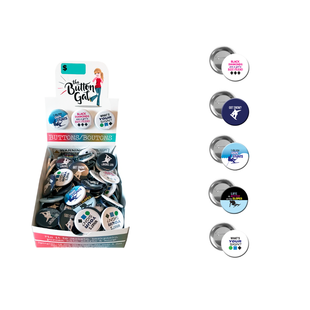 The Button Gal - Wholesale Lapel Pin/Button - Winter Sports - 1.25" Custom Pinback Buttons11