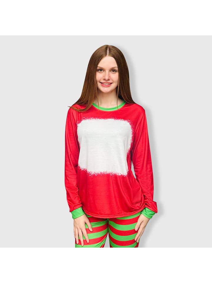 ILTEX Apparel - Wholesale Sleepwear Set - Women's - Christmas FAUX Bleached Red Green Family Pajama Set (Kids & Adult)
