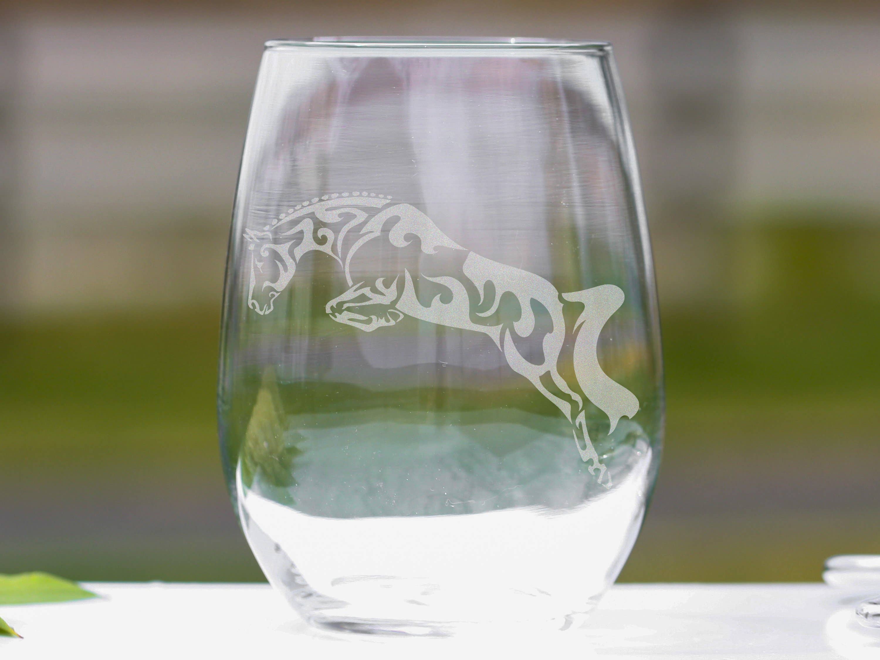 Classy Equine - Wholesale Wine Glass - Hunter Jumper Horse Stemless Wine Glasses1