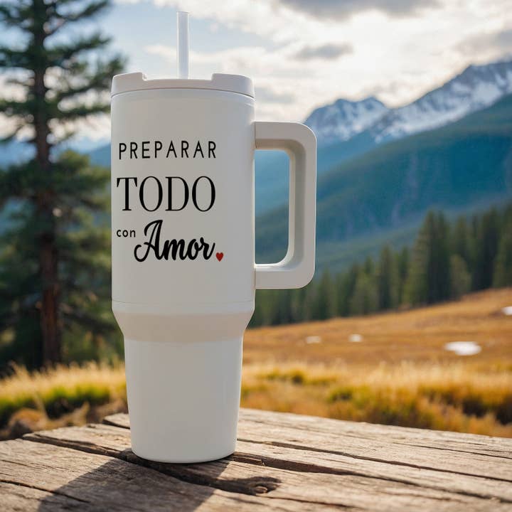 3dRose - Wholesale Insulated Mug/Tumbler - 3dRose, Preparar Todo Con Amor - Prepare everything with love Spanish Saying, Tumbler8