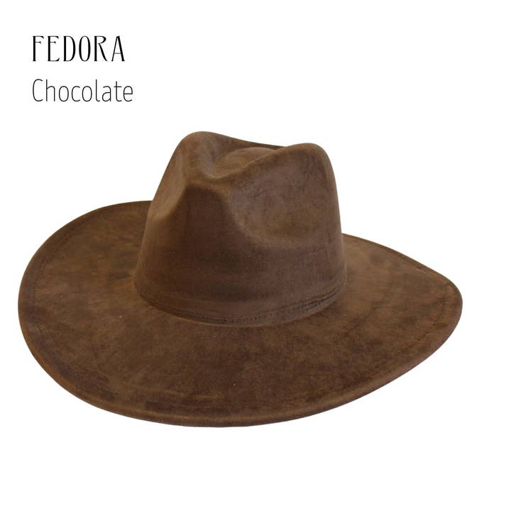 Wildflowers and Barley - Vendita all'ingrosso Fedora - Donna - Fedora con corona da rancher in finta pelle scamosciata vegana – Cappello regolabile per fai da te e bruciatura di cappelli1