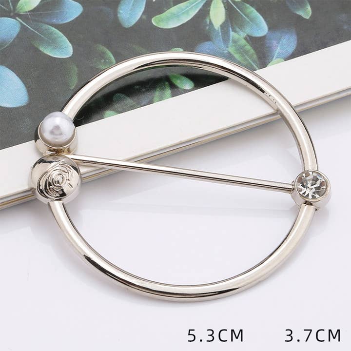 SILVER-TONE METAL PEARL KNOT CLASP SCARF RING_CWMM2151 for wholesale by ACCITY