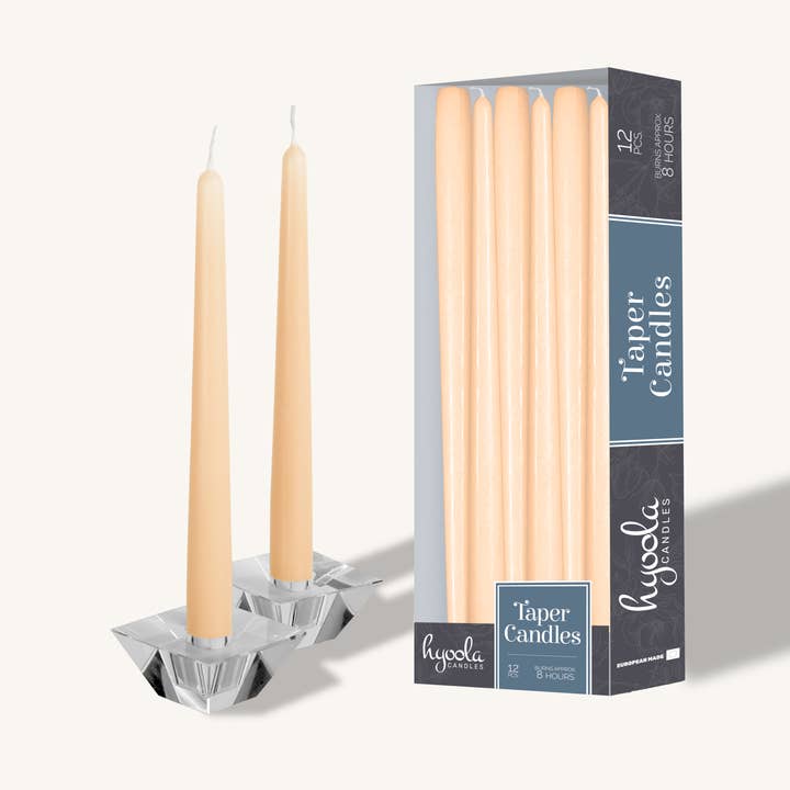 Candele coniche color crema, 25,4 cm, confezione da 12 per la vendita all'ingrosso da parte di Hyoola Candles