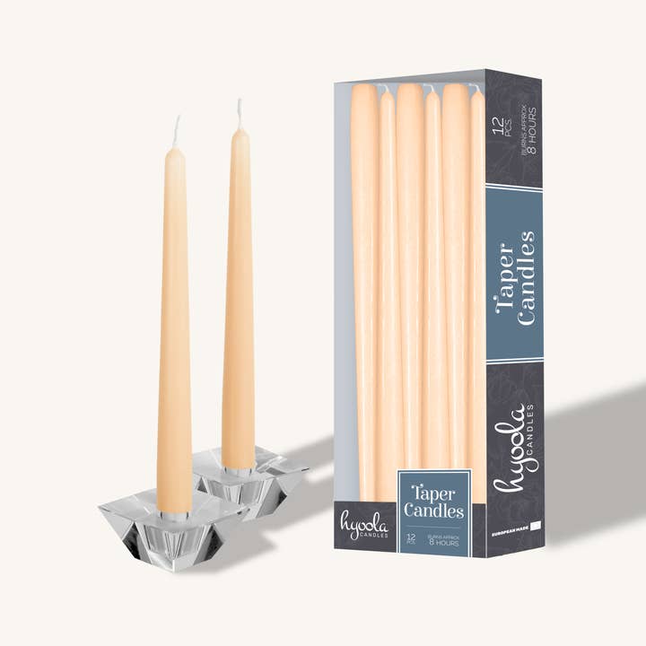 Cream Taper Candles - 10 Inch - 12 Pack for wholesale by Hyoola Candles