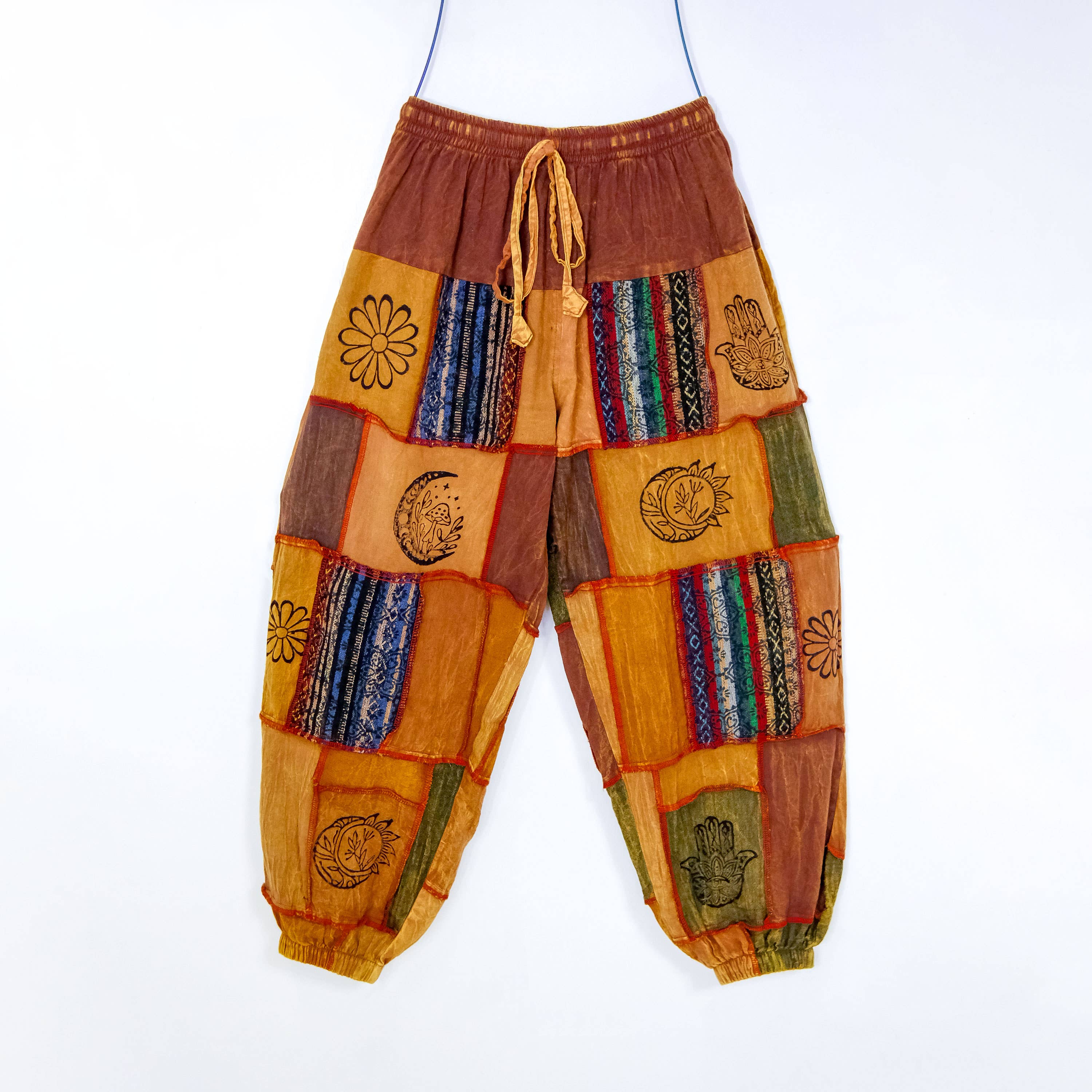 Karma Nepal Crafts – wholesale Pants – Women's – Earth tone Patchwork Tapered Joggers Pant16