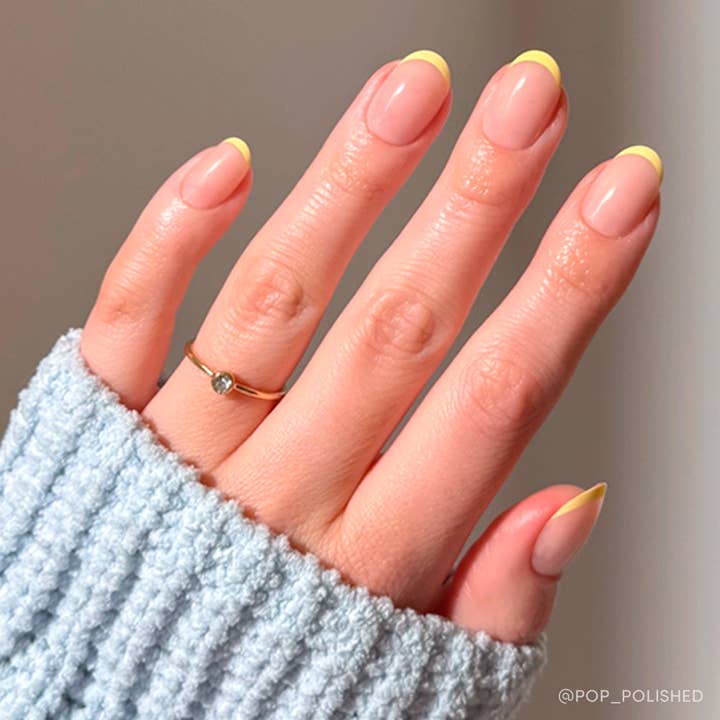 French Butter Press-On Nails | Short Round Spring Yellow for wholesale by Glamnetic