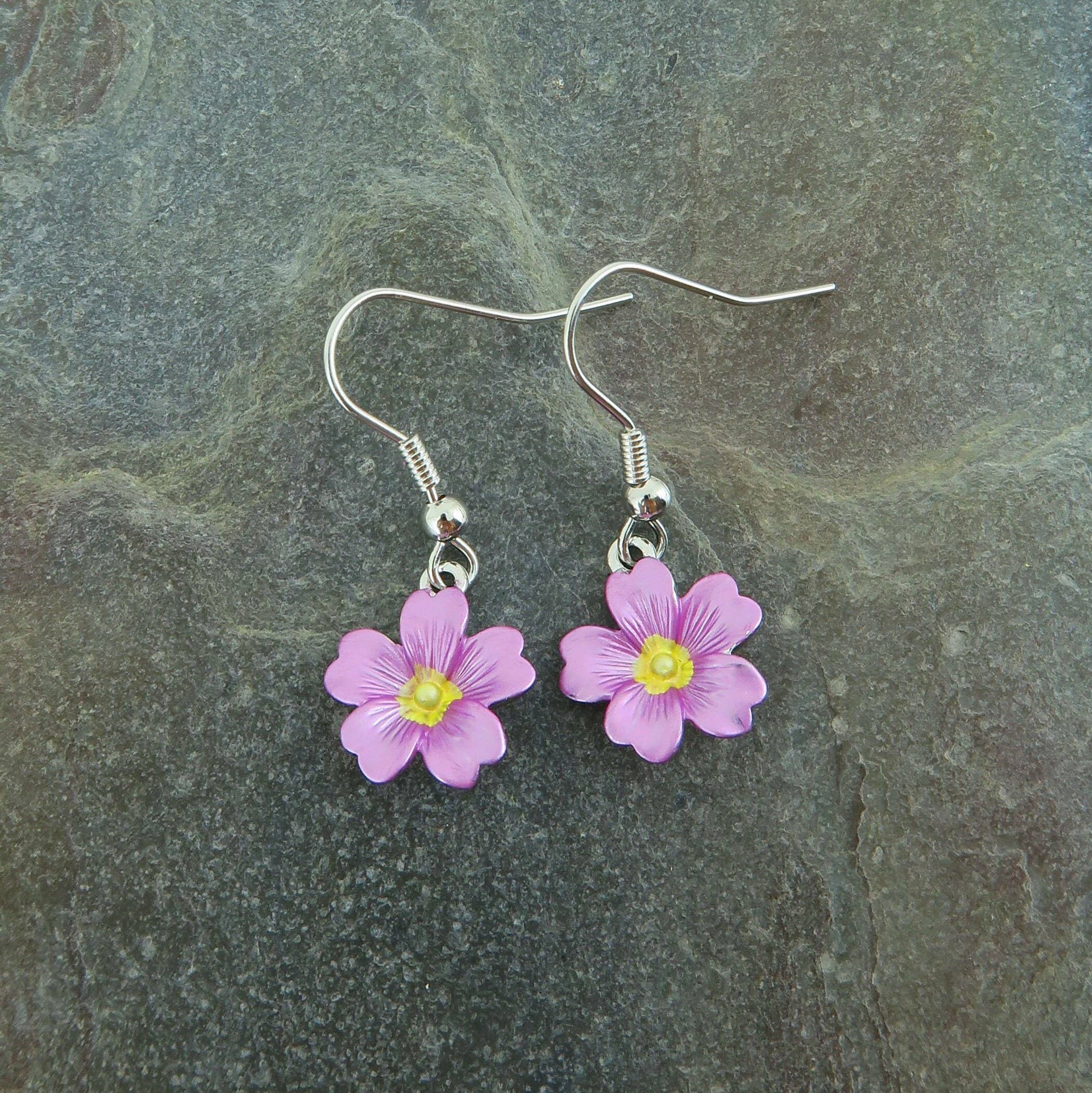 Alexander Thurlow & Co Ltd - Wholesale Dangle Earrings - Primrose Pink Flower Drop Hook Earrings1