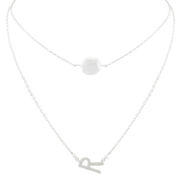 Ketting - Silv R & Pearl Disc Doub voor wholesale door Flirt Jewelry