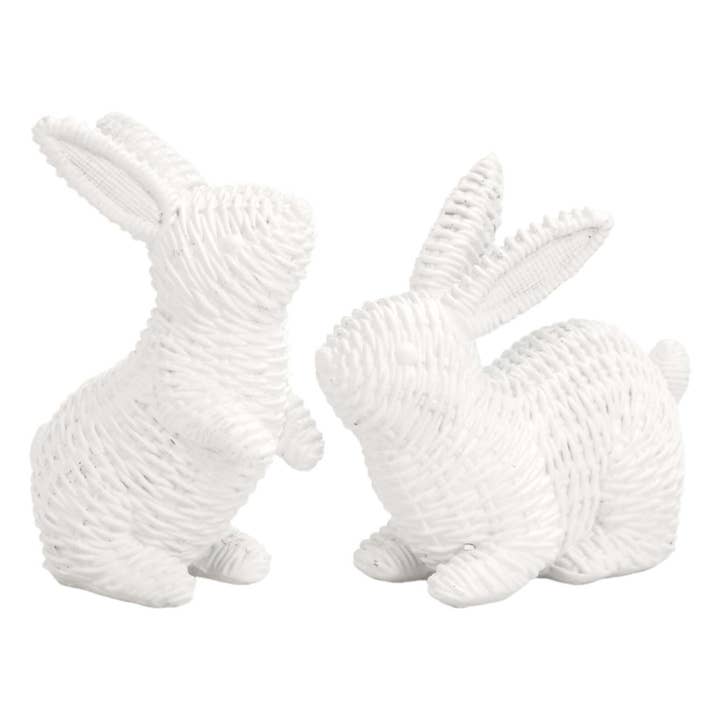 2 Asst White Basket Look Bunnies for wholesale by WT Collection