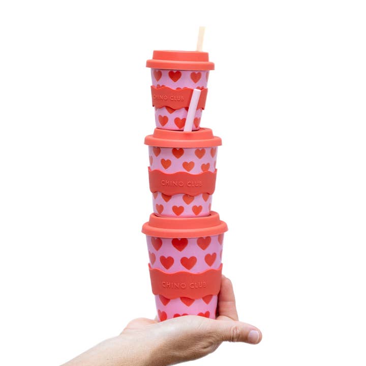 Chino Club - Wholesale Drinking Glass/Cup - Kids & Baby - Hearts Kids Keep Cup 8 oz