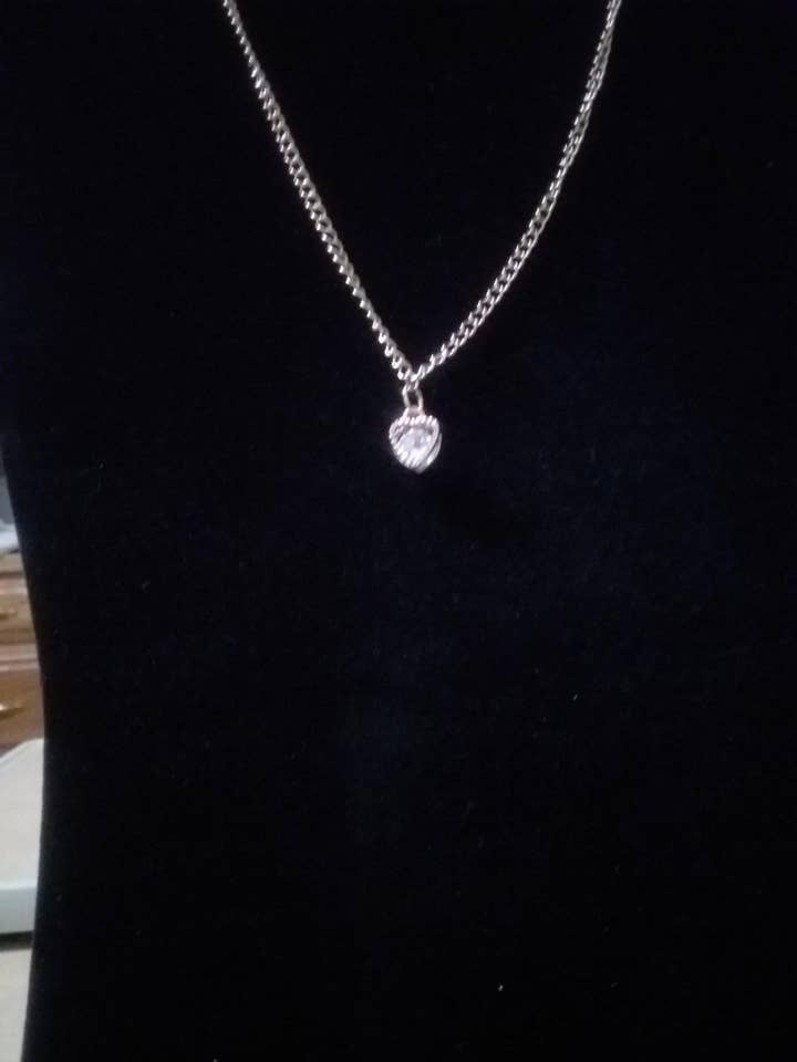 Silver plated heart charm necklace. for wholesale by Lynn's handmade jewelry