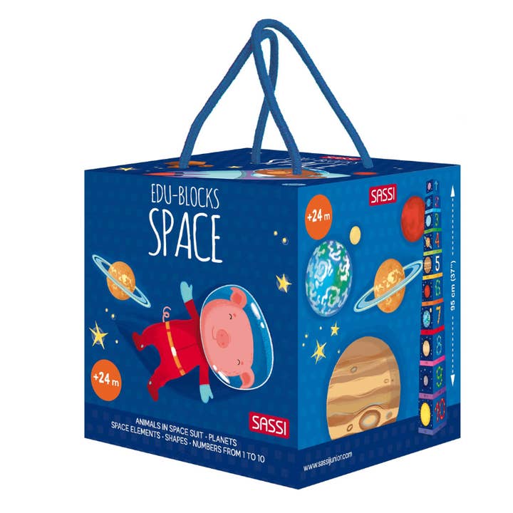 Sassi Edu Space Stacking Blocks & Book Set, 10 piece for wholesale by Axis Toys & Gifts