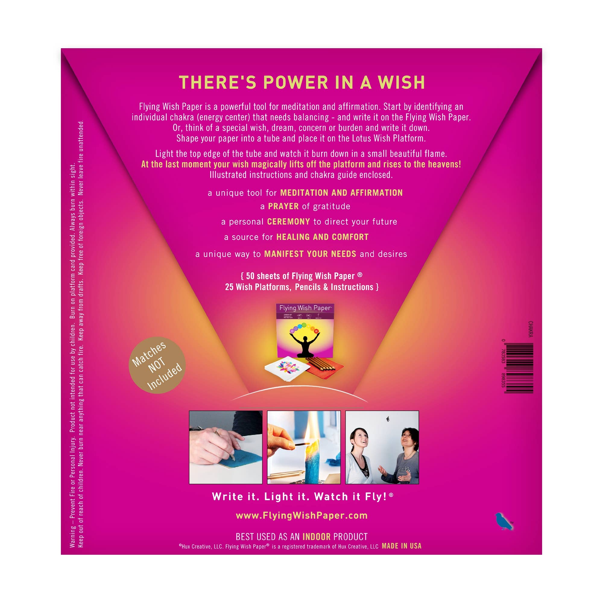 FLYING WISH PAPER ® - Wholesale Spiritual Stone/Crystal - CHAKRA / Large Kit / 50 WISHING PAPERS™ + Accessories1