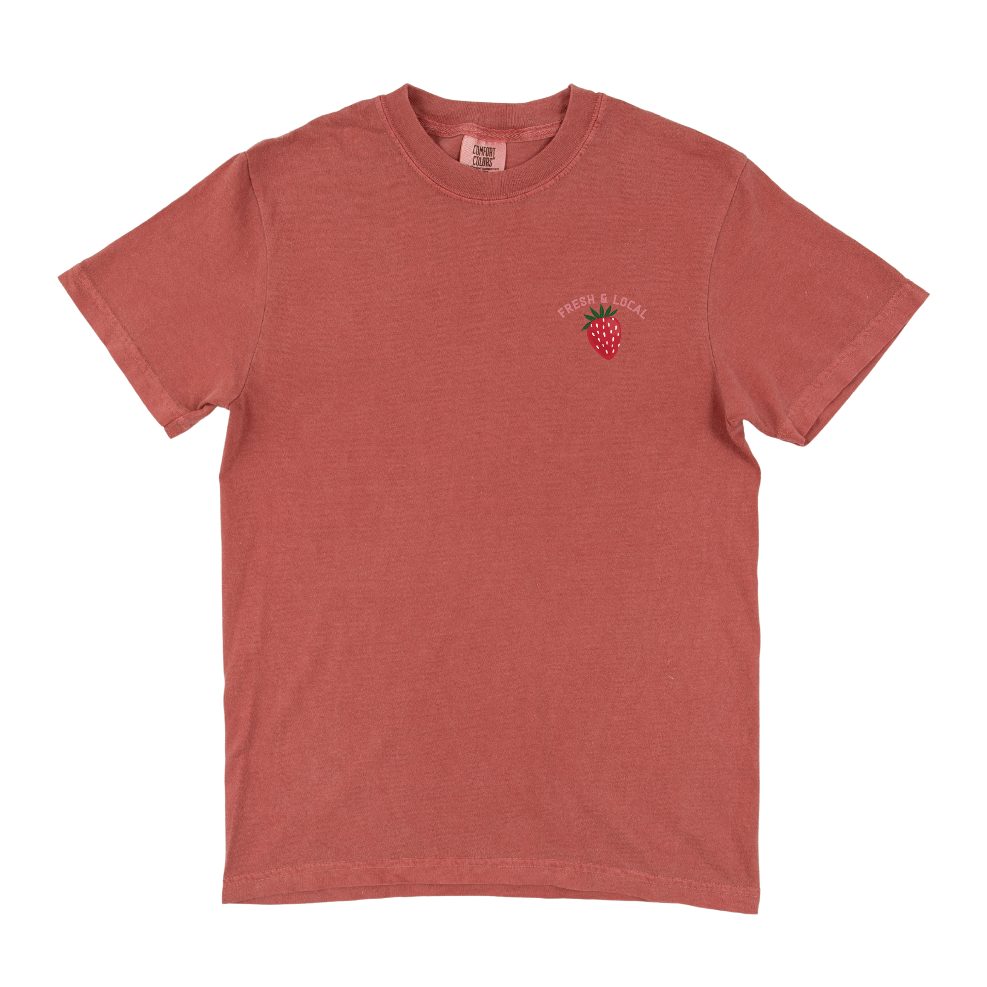 Paper Farm Press - Wholesale Screen Printed T-Shirt - Women's - Strawberry Farmers Market Tee - Crimson4
