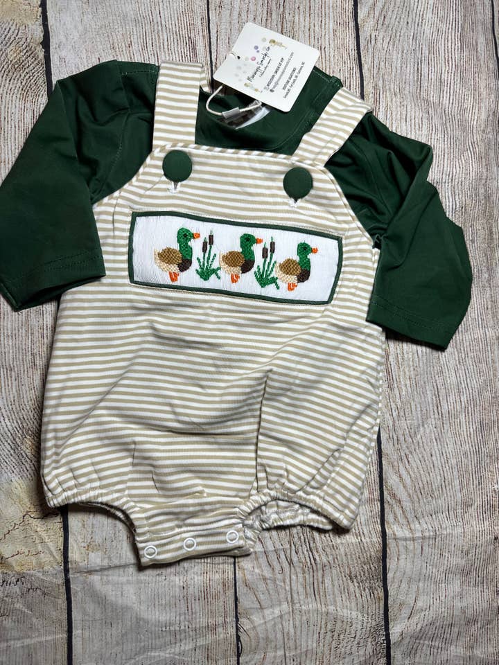 SMOCKED 2PC MALLARD DUCK BUBBLE for wholesale by Mississippi Smock Co