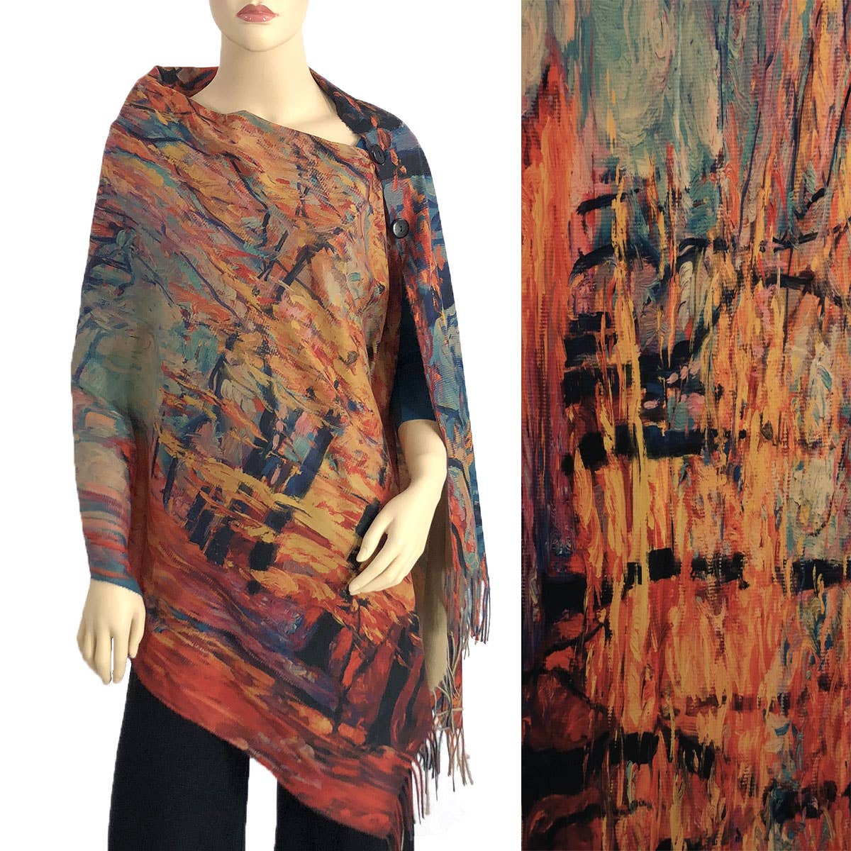 The Magic Scarf Company – Großhandel Schultertuch – Damen – 3180 - Schals mit Wildlederoptik und Kunstknöpfen7