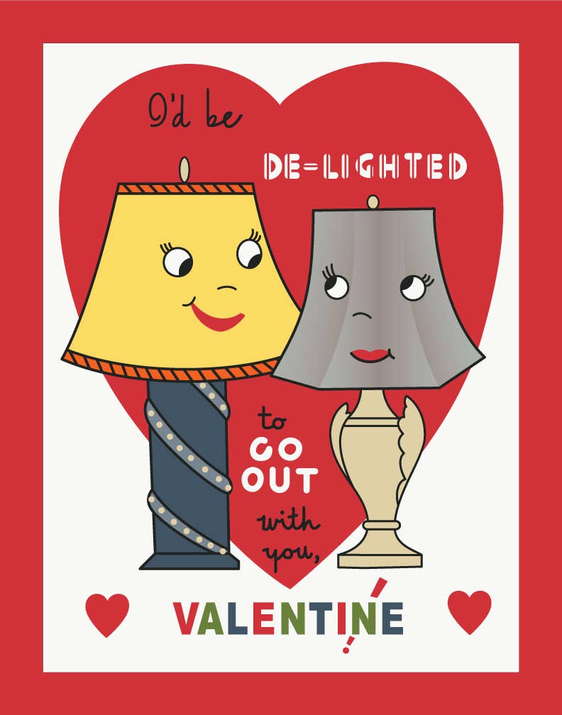 Fridgedoor - Wholesale Valentine's Day Card - 5'' x 7'' I'd Be De-lighted to Go Out With You Valentine Greeting Card0