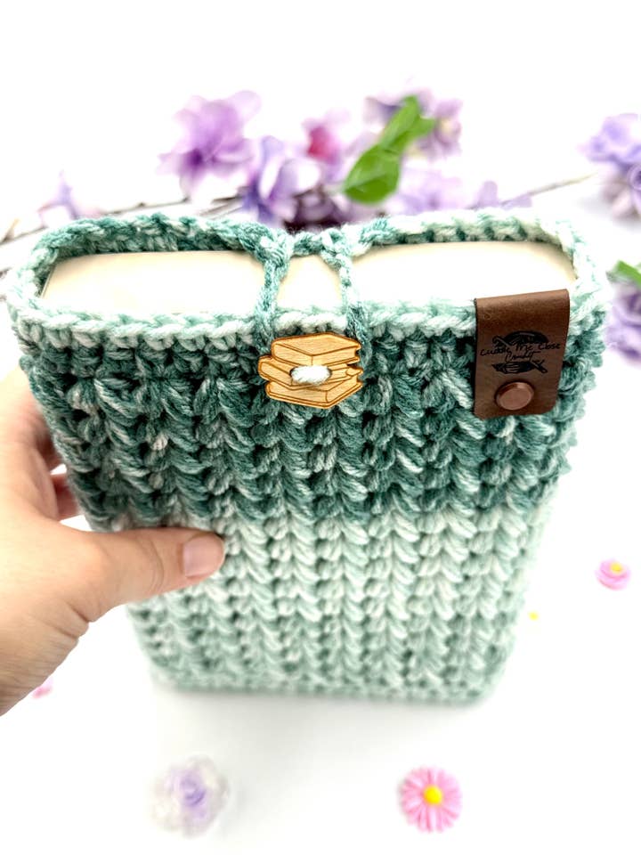 Teal Stripe Small Book Sleeve for wholesale by Cuddle Me Close Crochet
