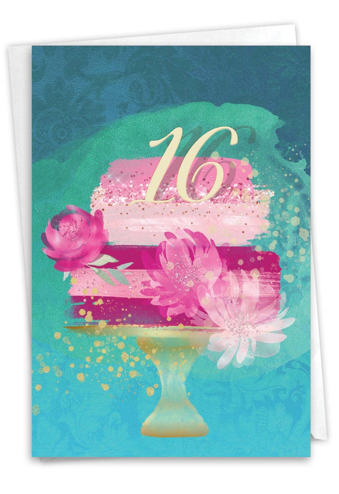 NobleWorks – Engroshandel Fødselsdagskort – Fødselsdagskort - Nummerkage 16 (1 kort)0