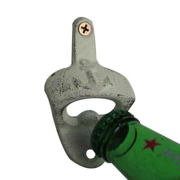 Witgekalkte gietijzeren wandgemonteerde ankerflesopener 3" voor wholesale door Hampton Ironworks