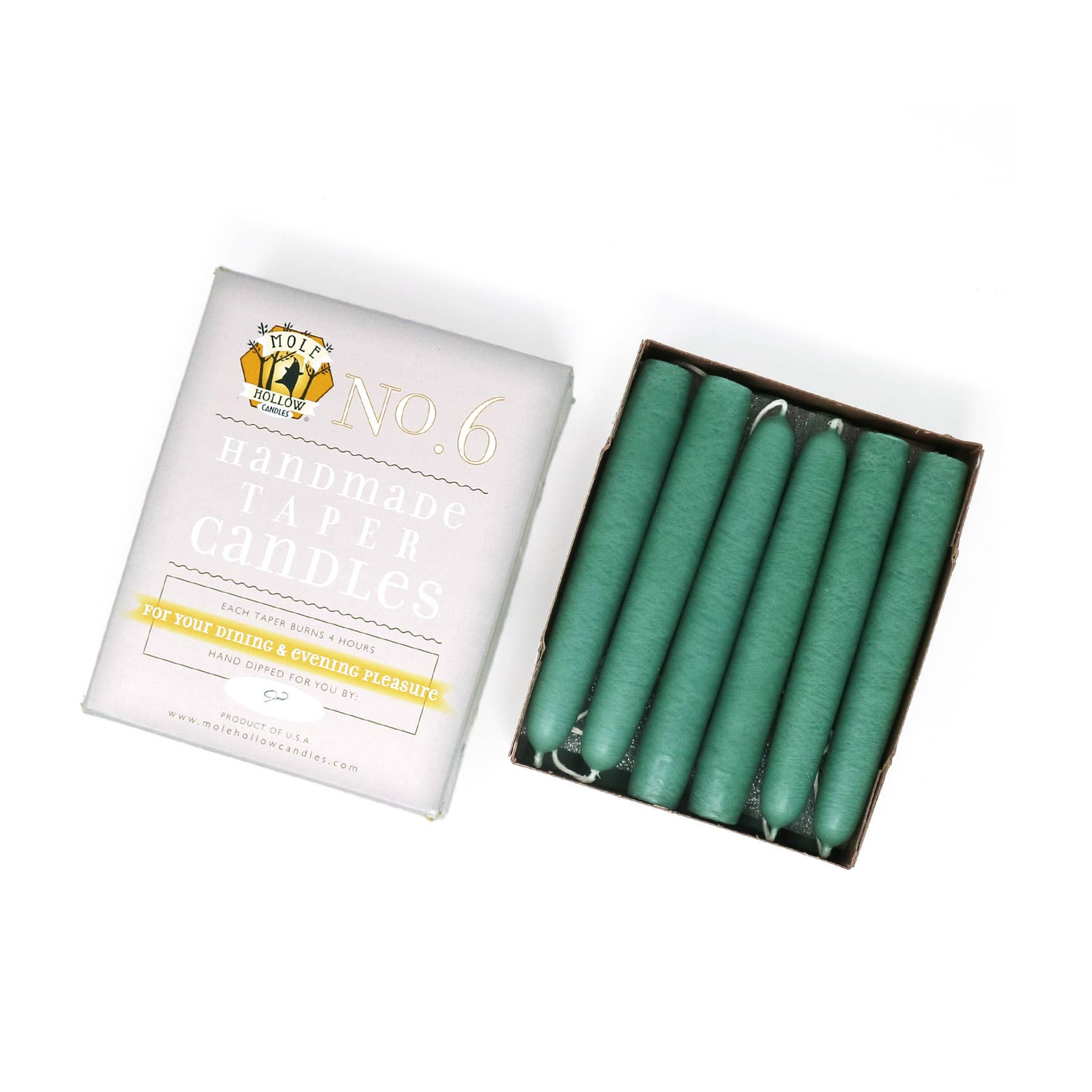 Mole Hollow Candles - Wholesale Tapered Candle/Candlestick - 6" Hand Dipped Unscented Taper Candles - 39 Colors USA Made27