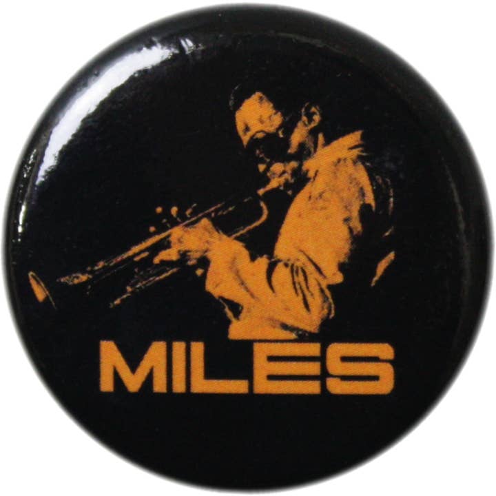 1.25" Button - Miles Davis - Playing Trumpet - Jazz Music for wholesale by Square Deal Recordings & Supplies