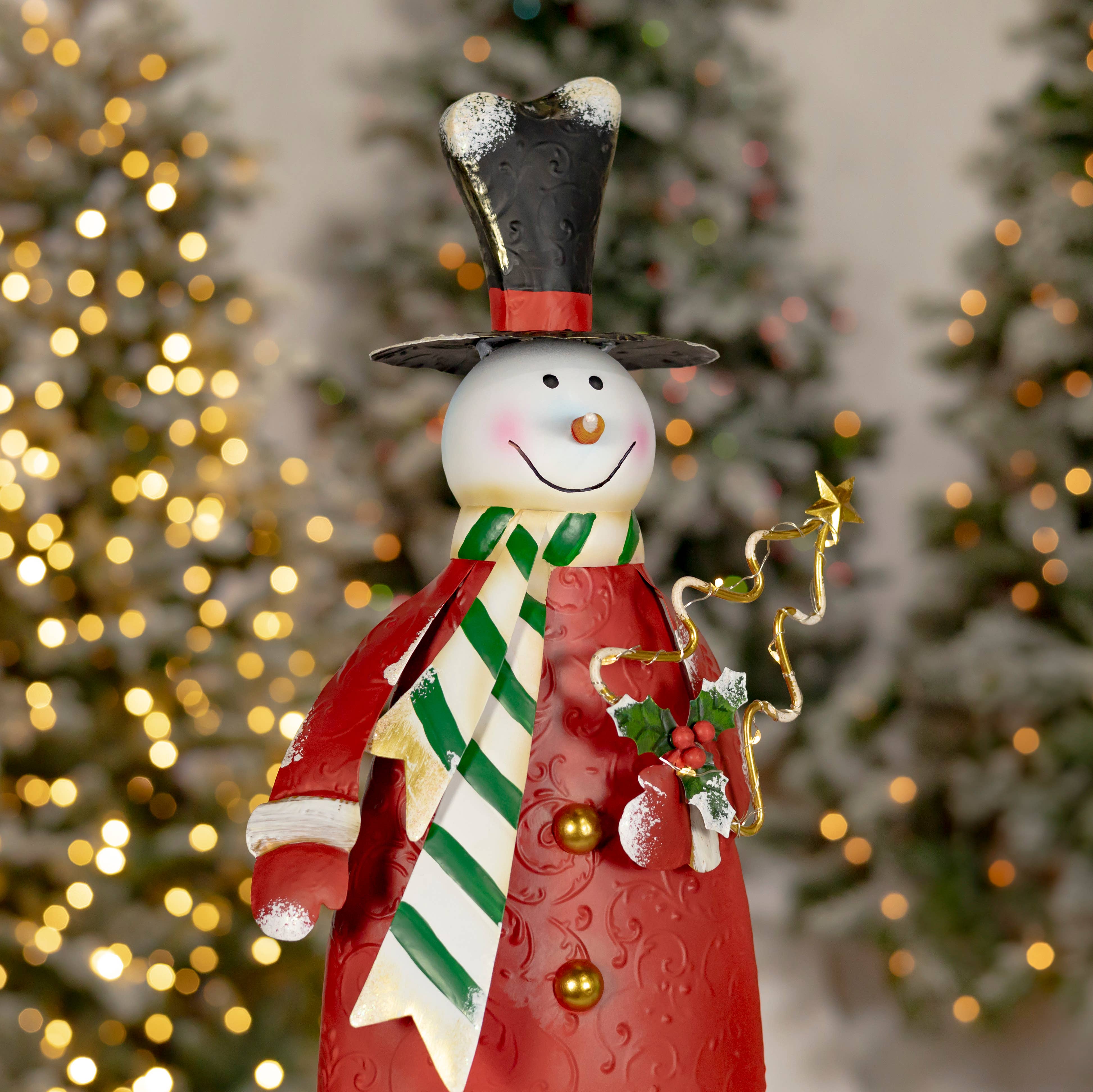 Zaer Ltd. International - Wholesale Christmas Decoration - 21.5" Tall Metal Snowmen Decorations & LED Lights - 2 Asstd.1
