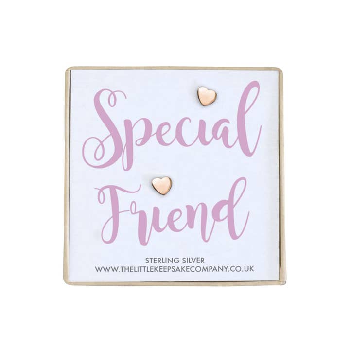 Ohrringe aus Vermeil-Roségold mit Zitat — Special Friend für den Großhandel von The Little Keepsake Company